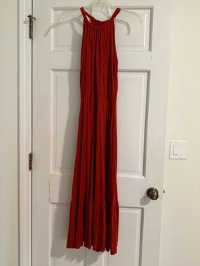 Orange Halter Maxi Dress - Elegant Summer Style